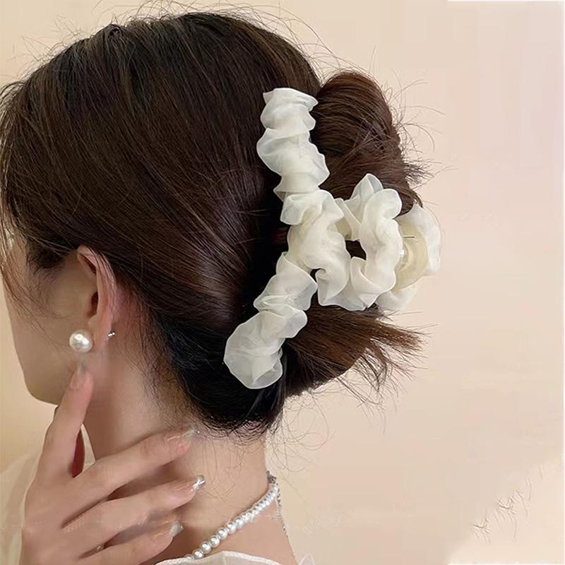 1pc Set of Women's Korean Pleated Mesh, Grasping Clip, Temperament Super Fairy Hair Clip, Hair Clip
