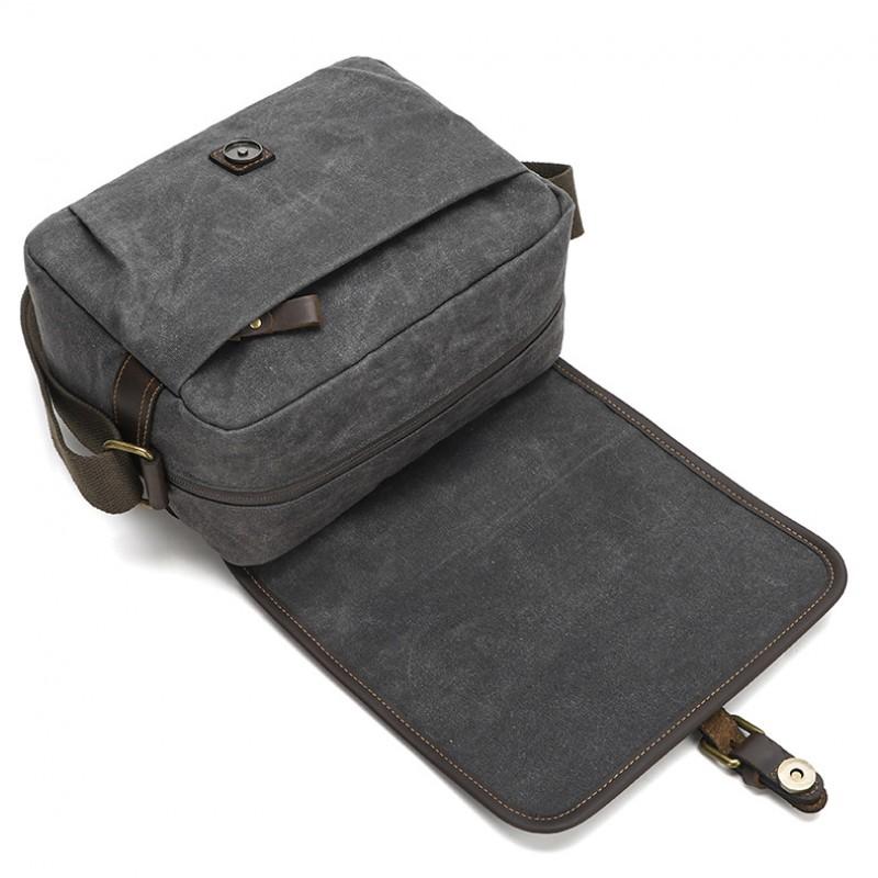 Rugged Wax Canvas Camera Messenger Bag DSLR Mirrorless Compact Cameras Men Women Outdoor Travel Vintage Style Shoulder