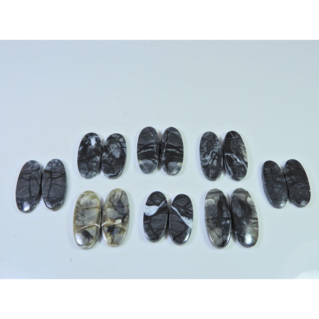 21-26MM Natural Picasso Jasper Matched Pair Oval Cabochon Gemstone 8Pair Lot C-788