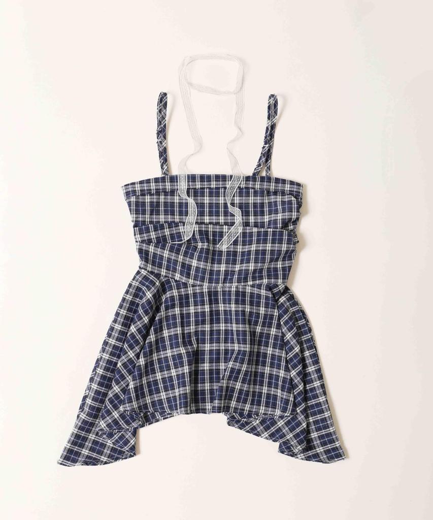 WEGO Lace Choker Checkered Irregular Hem Cami Size Blue Women's Set, Dress, F,