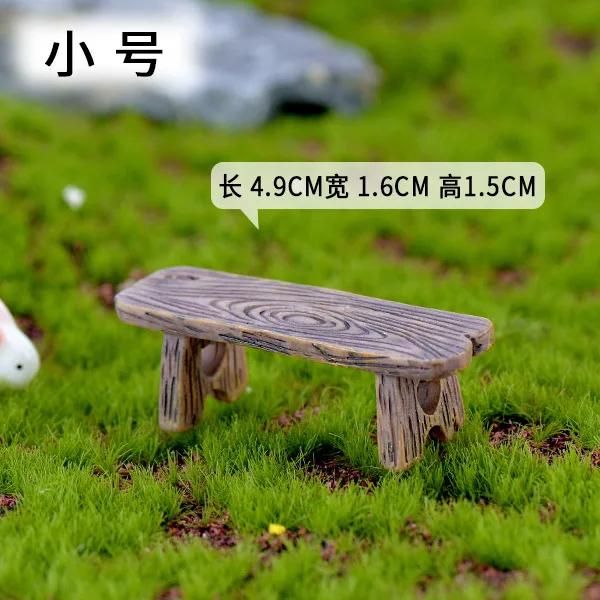 Мини-деревянная парковая скамейка-стул, суккуленты, бонсай, украшения, романтический смоляной табурет Love, маленькие украшения, статуэтка для сада фей, куклы