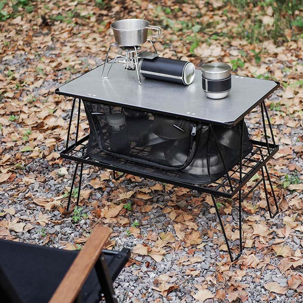 Folding Table Storage Box Multi-Purpose Foldable Mesh Basket Organizer Portable Under Desk Folding Net Box for Outdoor Camping
