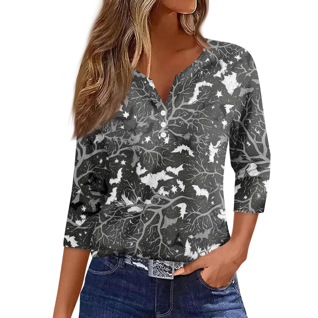 Women's Casual Fashion Sexy Comfortable V-Neck Halloween Seven Sleeve Top