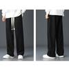 Men Fall Winter Pants Drawstring Elastic Waist Straight Wide Leg Loose Thick Plush Pockets Soft Men Casual Sports Trousers Long Sweatpants