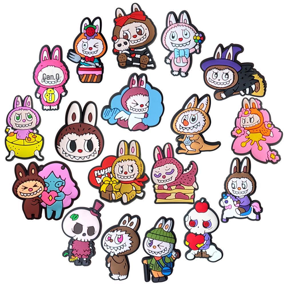 Adorable Cartoon Labubu Clog Shoe Charms - PVC Decoration & Flower Accessories