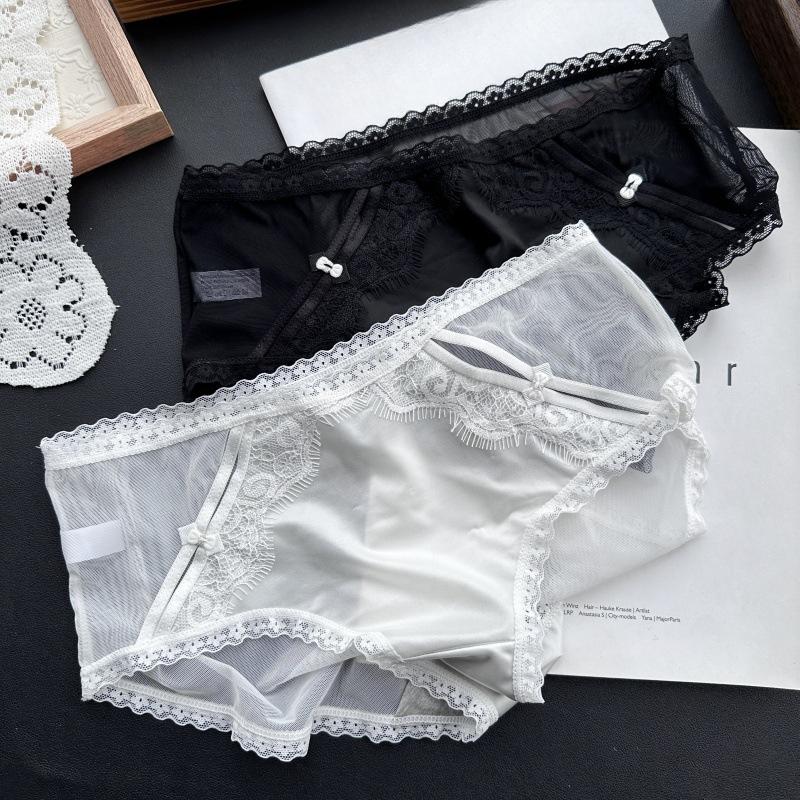 Ladies Spring and Summer Lovely Ice Silk Mesh Lace Low Waist Sexy Underwear