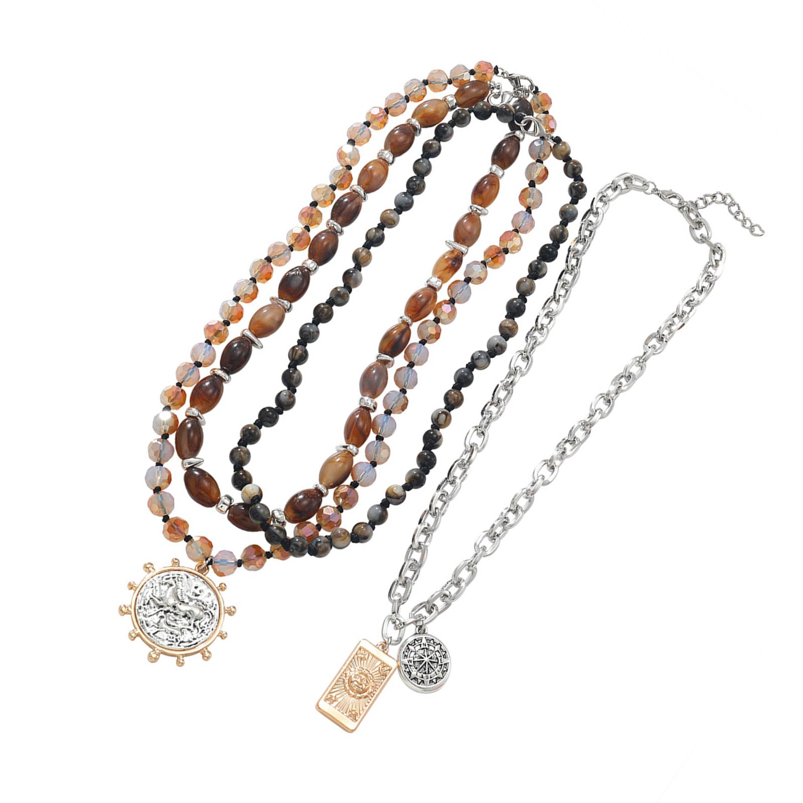 

Богемные многослойные ожерелья из сплава с бусинами для летнего пляжного отдыха и повседневных стильных нарядов