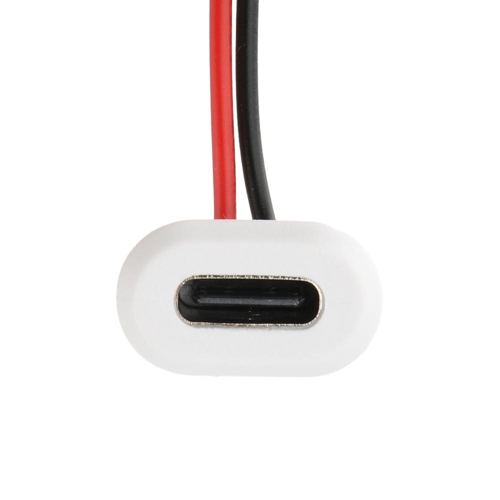 5pcs Type-C Female Chassis 2P Wire USB C Pigtail Cable Extension Power Cable IP67 Waterproof USB-C Plug to 2 Pin Bare Wire Open