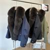 New fox fur collar suit collar fur jacket women's winter white duck down locomotive pie overcome down jacket