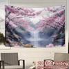 2D Sakura Waterfall Backdrop Cherry Blossom Lake Background