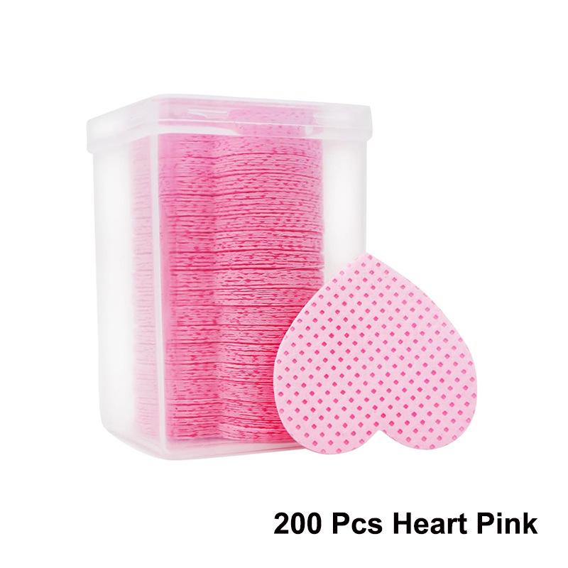 200-Piece Heart-Shaped Nail Polish Remover Pads & Eyelash Glue Cleaning Cotton Pads Set