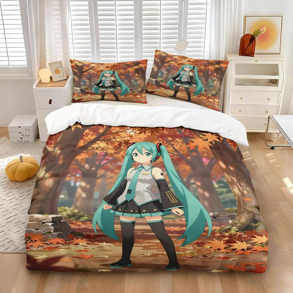 Anime Kawaii H-Hatsune Miku Bedding Set Duvet Cover Pillowcase Bedroom Decoration Full Size Youth Kids Girl Boys Birthday gift
