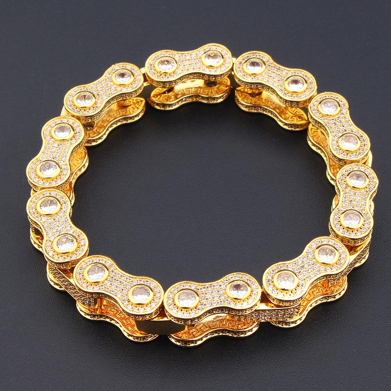 Produs Nou cu Personalitate și Temperament Exagerate, Lanț Mare cu Diamante Complete, Brățară Hip-hop, Lanț Creativ de Motocicletă