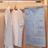 100% Linen Hanging Storage Bag with 20 Pockets, Wall Hang Over The Door Closet Organizer for Socks Underpants, Blue