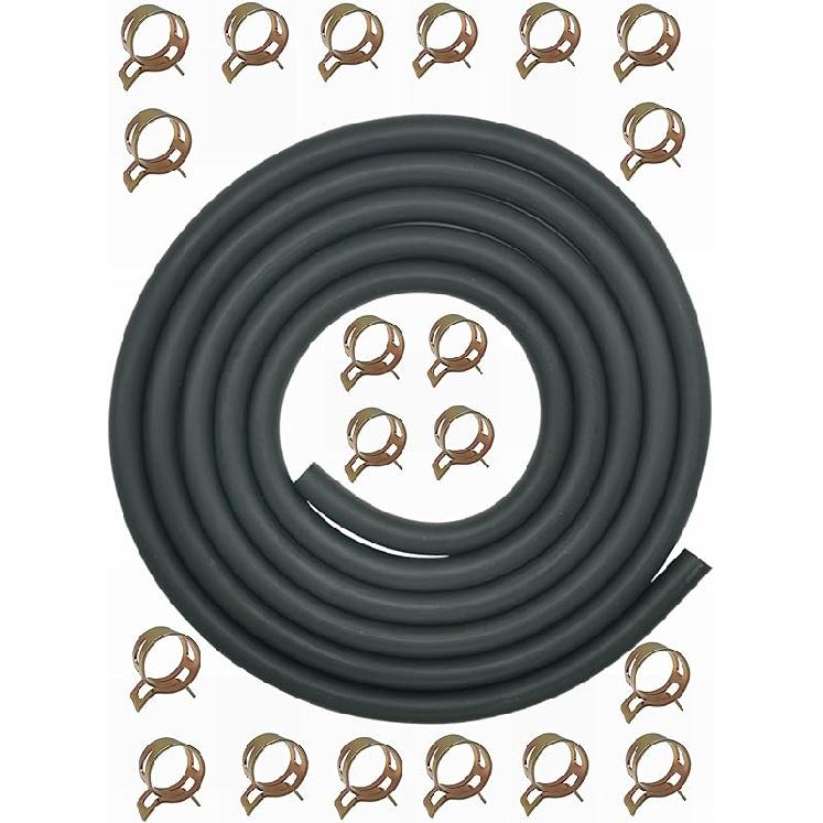 YAMAKATO 10 Feet 1/4 Inch ID Fuel Line Hose For Kawasaki Kohler Briggs & Stratton Small Gas Diesel Powersports Engines And Generators W/ 20 Clamp