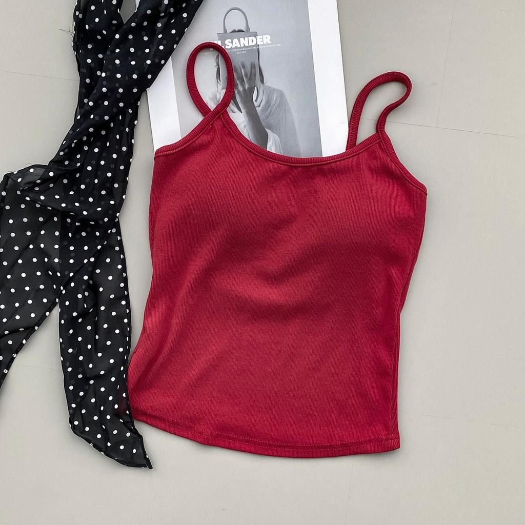 Women's Padded Camisole Top, Stretchy Slimming Cami with Built-in Bra, Pure Desire Style Spring Summer Basic
