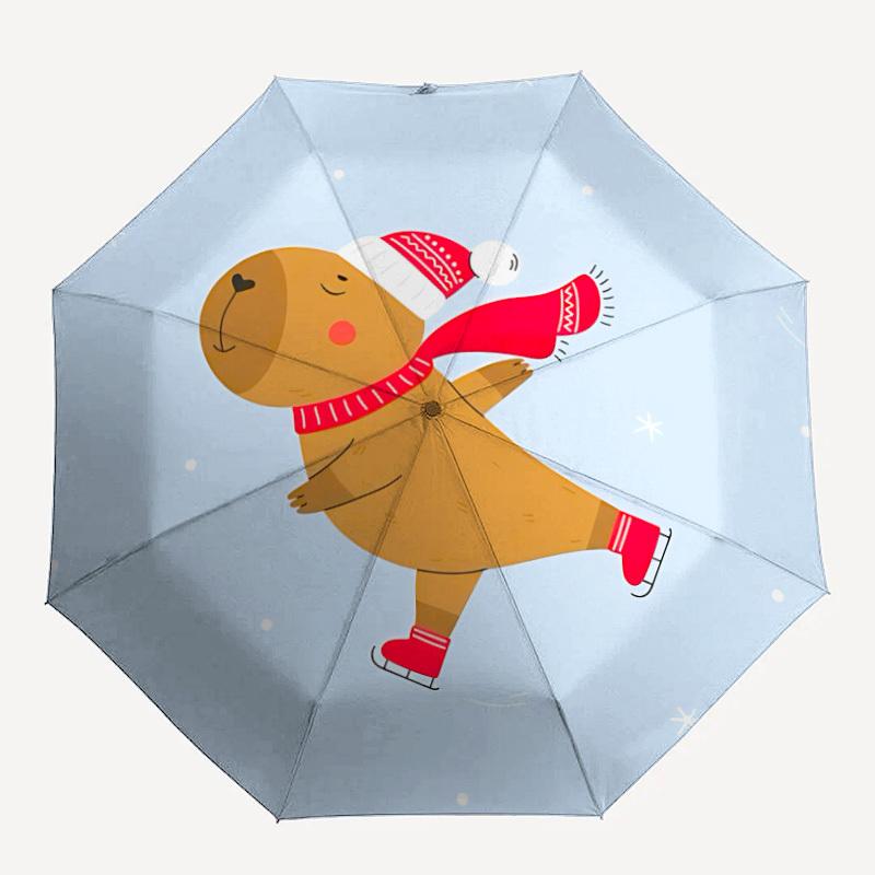 

1pc Ice Skating Capybara Umbrella - 8-Rib Automatic Open/Close, Fashionable Compact Umbrella for Outdoor Adventures yy250813184