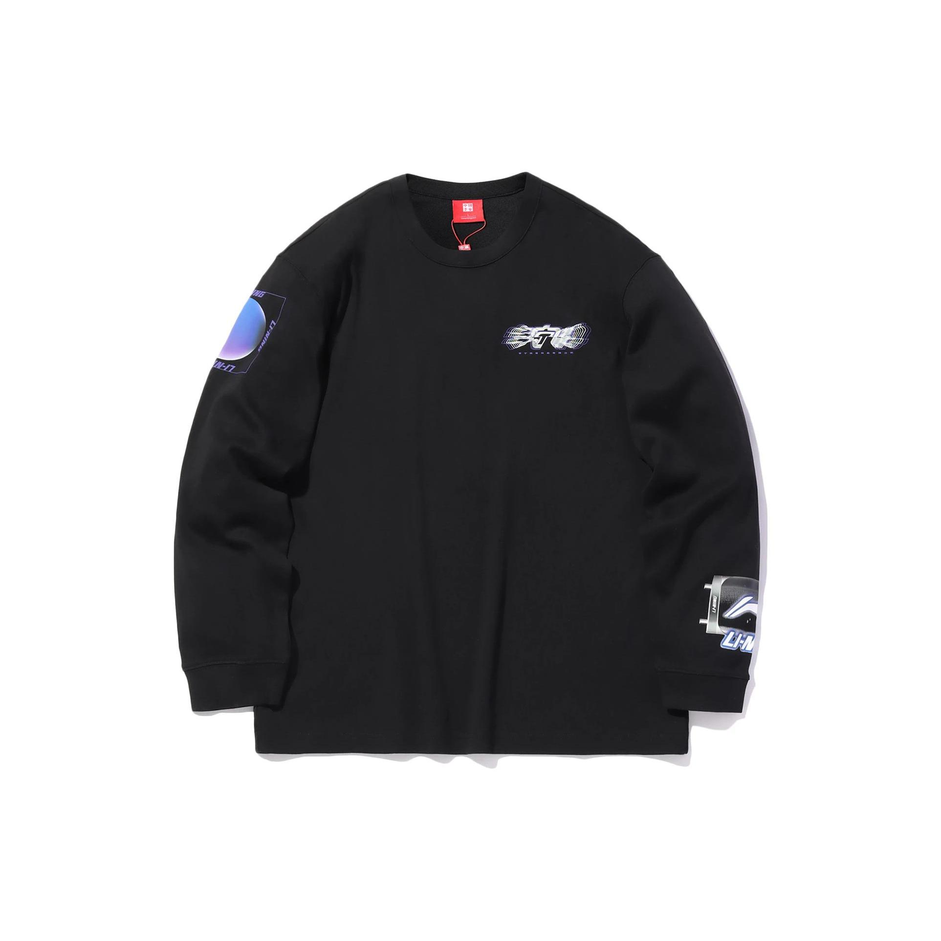 Li Ning China Li Ning T Shirts Men s Black Crew Neck Moderate Straight Fit ATLQ061-1 L