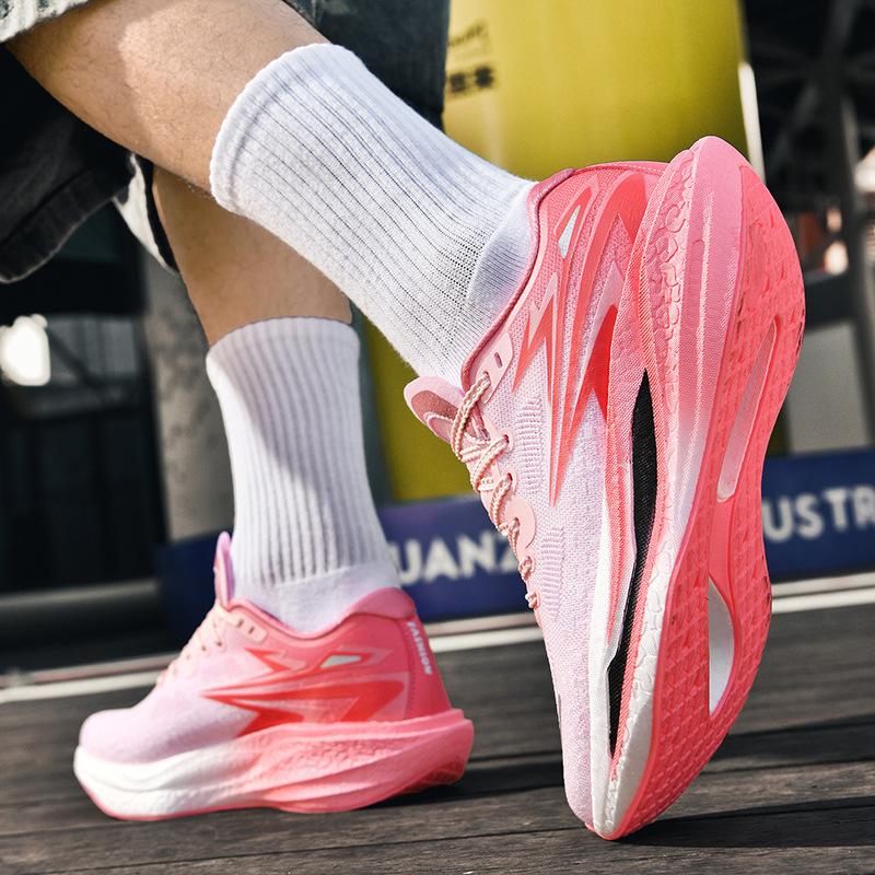 2025 New Full Palm Carbon Board Popcorn Sole Sports Shoes, Student Men's and Women's Racing Shoes, Shock-absorbing Running Shoes