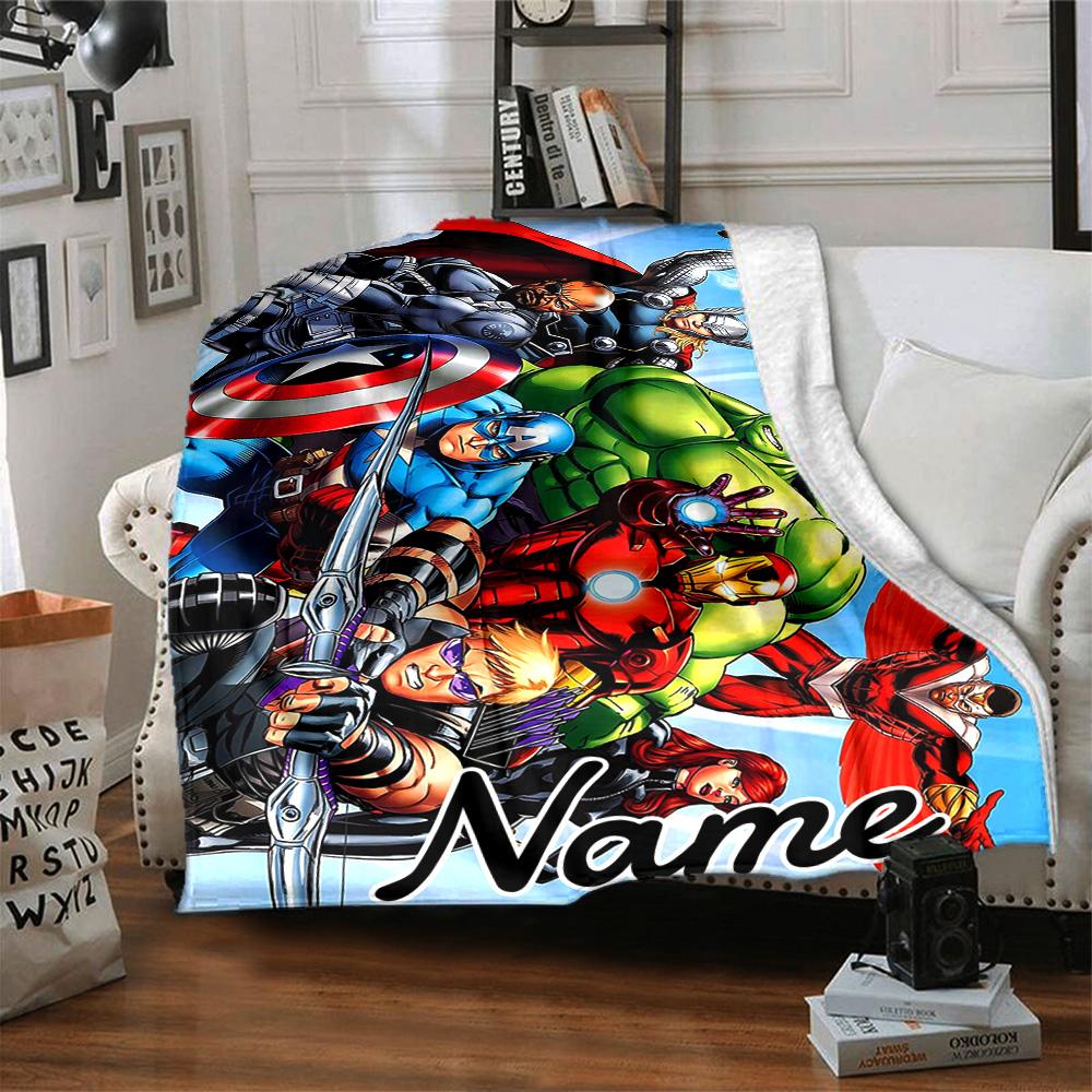 Custom Name Avengers: Infinity War flannel Blanket for Super Soft Cute Comfort Blanket for Travel Bedding Couch Sofa Blanket