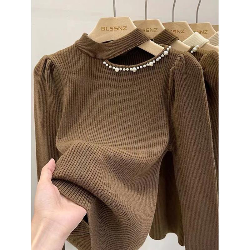 

Модный полый полувысокий воротник, базовый пуловер, свитера женские, осень-зима, облегающий вязаный свитер, женский, элегантный, однотонный, повседневный, трикотажный джемпер 24850 One Size кофейный