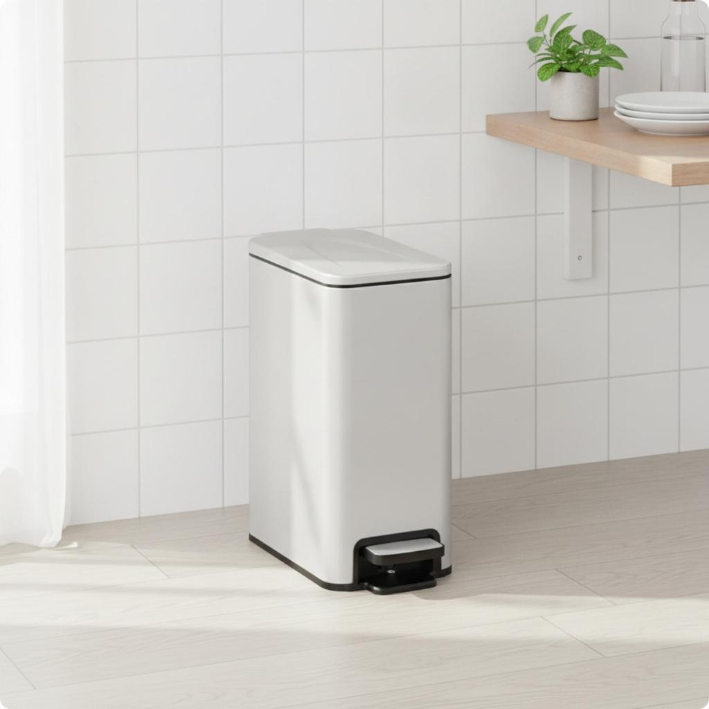 8Liter Pedal Waste Bin Hands Stainless Steel in the areaSaving Trash Can for