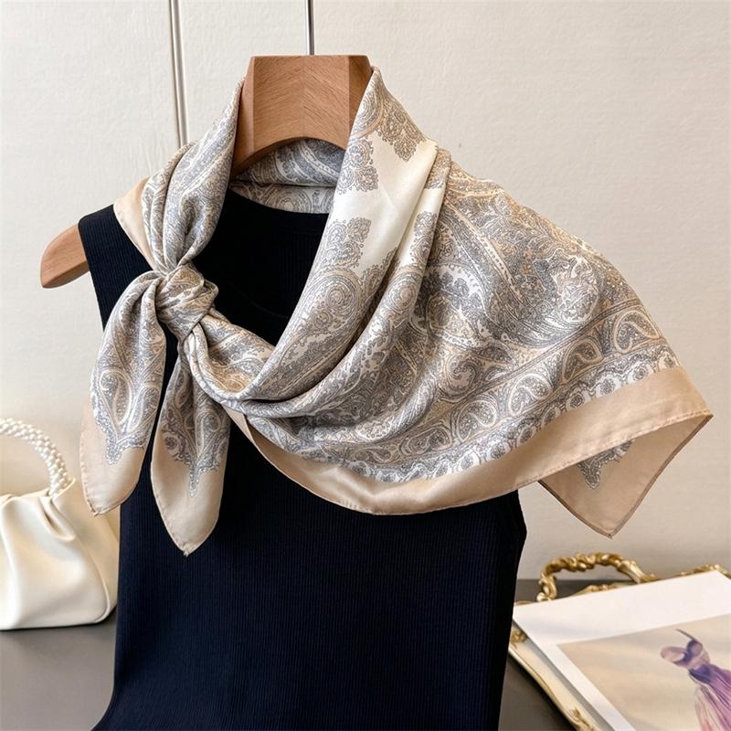 Square Scarf Print Hijab Female Turban Fashion Luxury Headscarf Shawl Neckerchief Handkerchief Headband Bandana Windproof Wraps