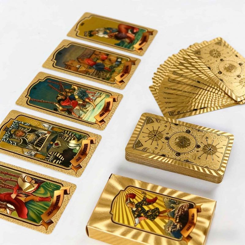 Casual Party Game Waterproof Plastic Colorful Printed gold Gold Stamping Tarot Board Game Cards