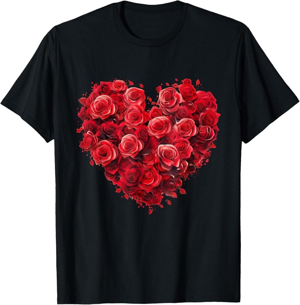 Heart Roses Flower Love Graphic T-Shirt Unisex Tee