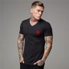 Muscleguys Neu eingetroffen Bedrucktes Kurzarm-T-Shirt aus Baumwolle für Herren, atmungsaktiv, bequem, V-Ausschnitt, modisches Slim Fit-T-Shirt mit kurzen Ärmeln