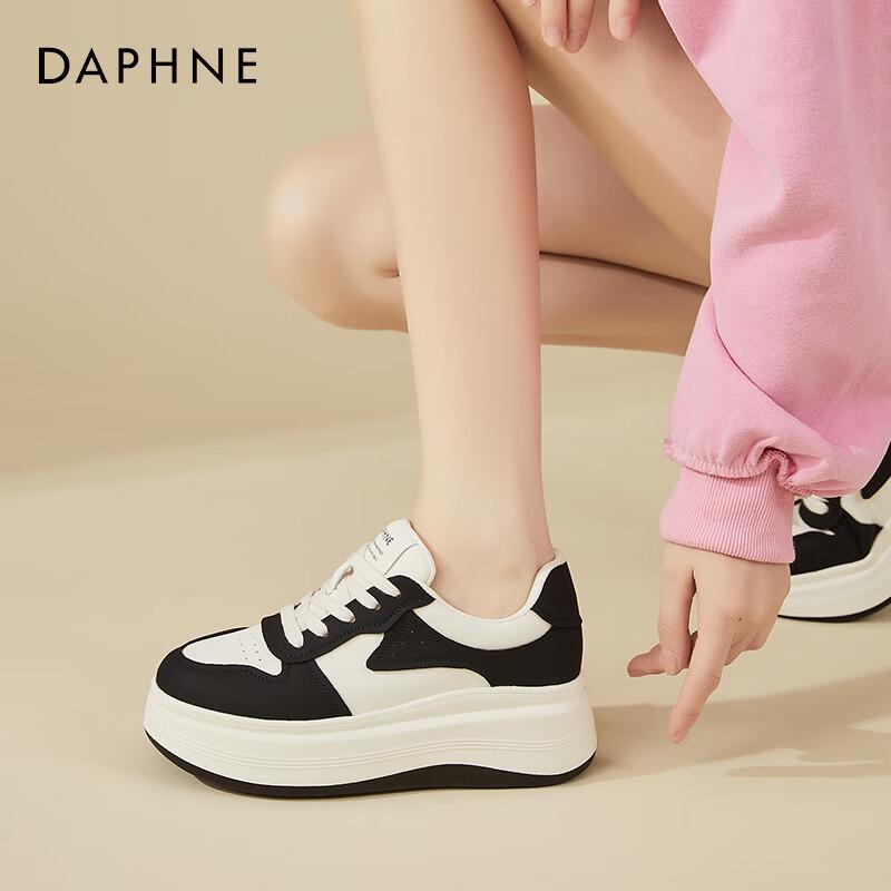 DAPHNE Women s Black & White Platform Casual Sneakers 38