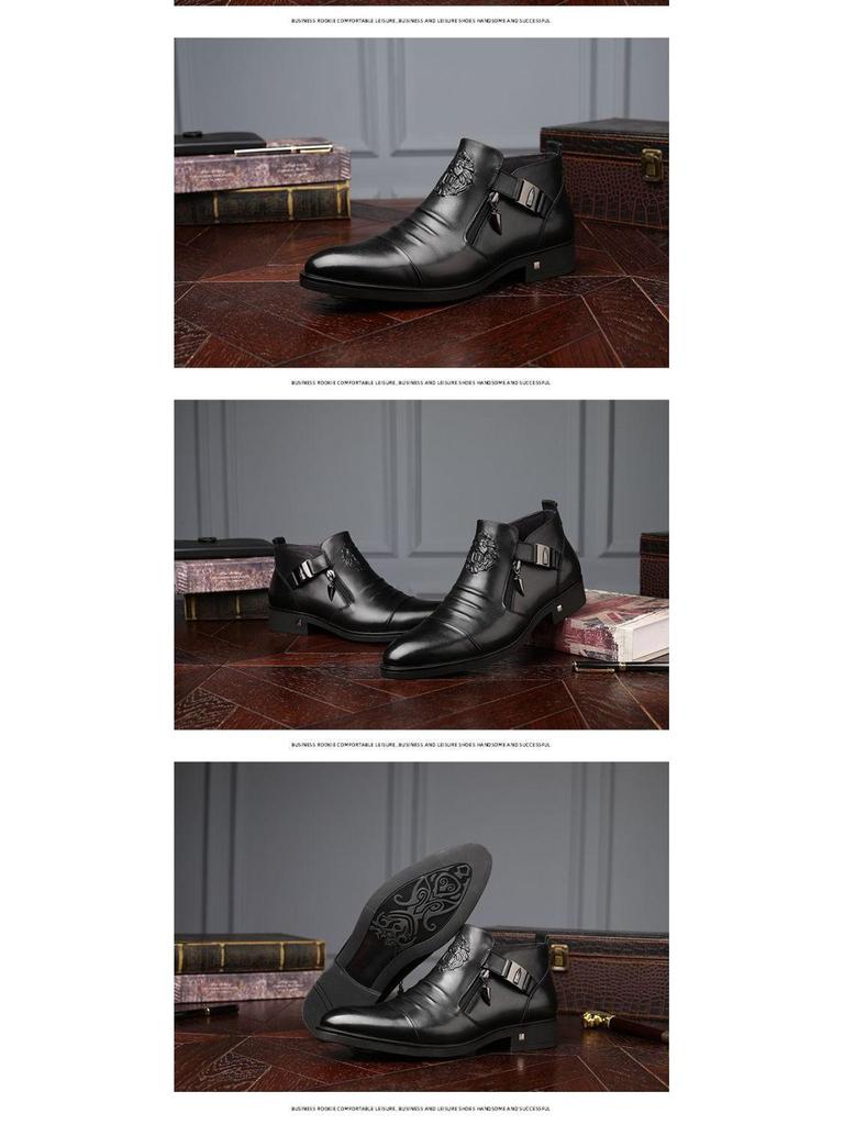 Herren Handgefertigte Leder Mid-Top Martin Stiefel - Formeller Herbst/Winter Stil