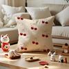 Beautiful Pink Bow Cherry Cushion Cover Anti-Dustmite Pillowcase Invisible Zipper Silky Short Plush Sofa Cushion Cover