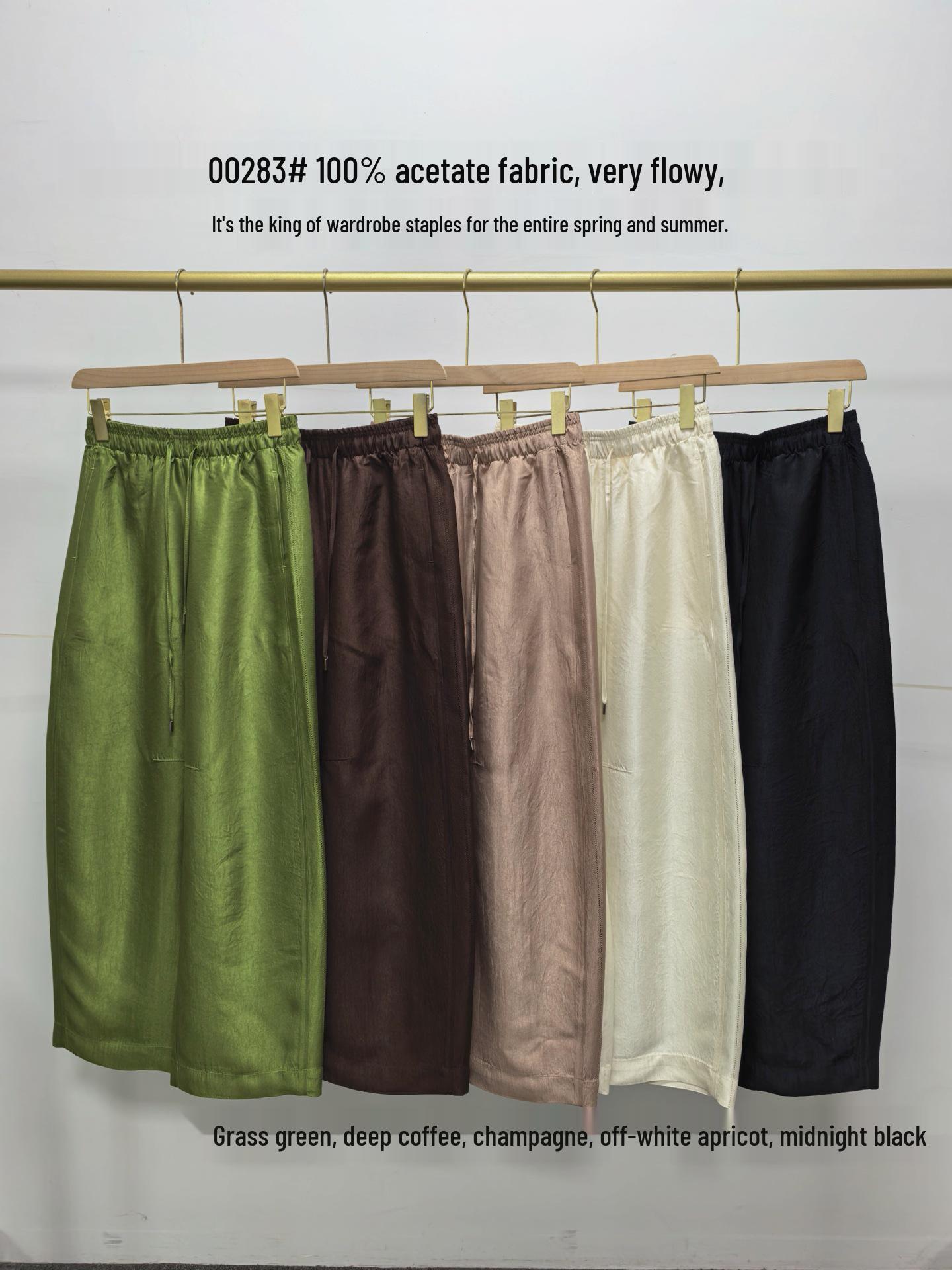 2026 Spring/Summer Women s High-Waisted Satin Wide-Leg Pants: High-End, Drapey, Floor-Length, Acetate Fabric Large