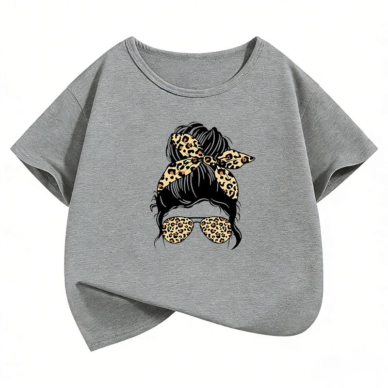 Fashion Leopard Print TShirt Printed T Shirt Girls Summer Clothes Short Sleeve Tops TShirts Cute Streetwear Clothing