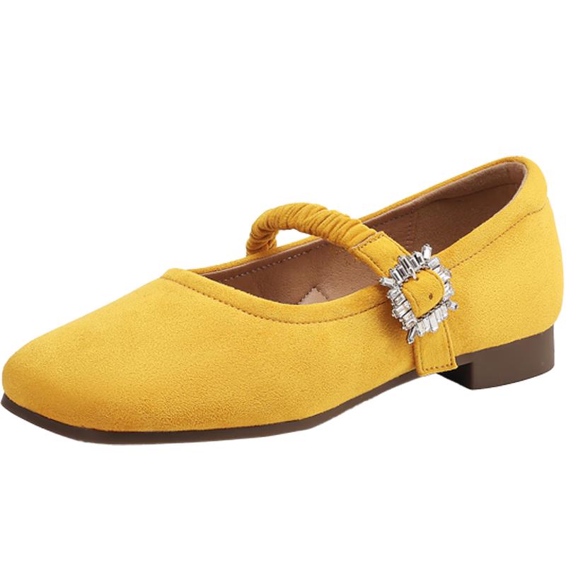 ZHR Women s Rhinestone Buckle Mary Jane Flats 37