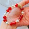 Vintage 7A Natural Chalcedony Agate Artificial Crystal Shijia Pearl Design Sense Bracelet Bracelet
