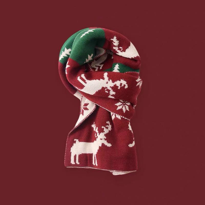 Christmas gift Japanese knitted wool scarf, female autumn and winter Korean version long thickened versatile scarf, trendy girlfriend