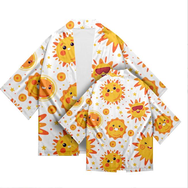 Women's Sun Pattern Series Shirt Performance Clothing Literature Japanese Uniform Dojo Hinoki Kimono Digital Printing