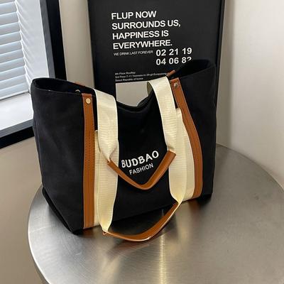 Canvas Bag Commuter Bag Women's New Trendy Casual Large-capacity Portable Tote Bag Ins Student Shoulder Bag