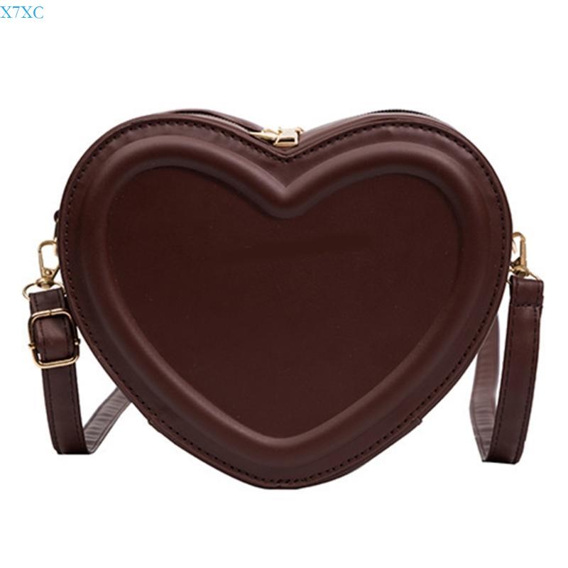 

X7XC Women Bag Change Purse Leather Shoulder Bag Heart Crossbody Bag
