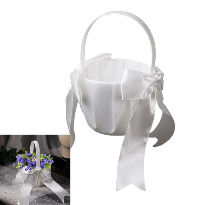 Satined Wedding Petal Basket Flower Girl Basket for Various Wedding Atmospheres Creation Garden Wedding Flower Baskets