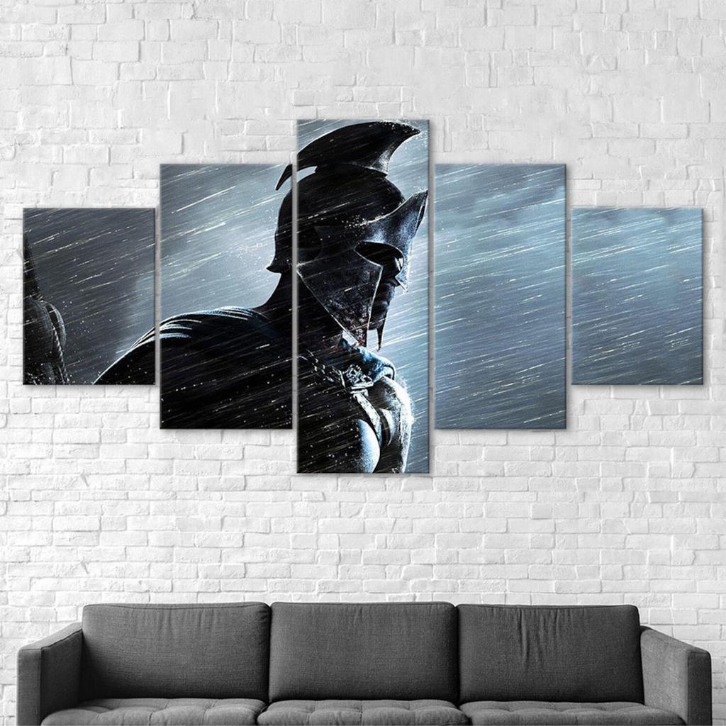 Warrior Soldier Canvas 5 Piece Five Panel Wall Print Modern Art Poster Picture Home Decor Gift For Him For Her