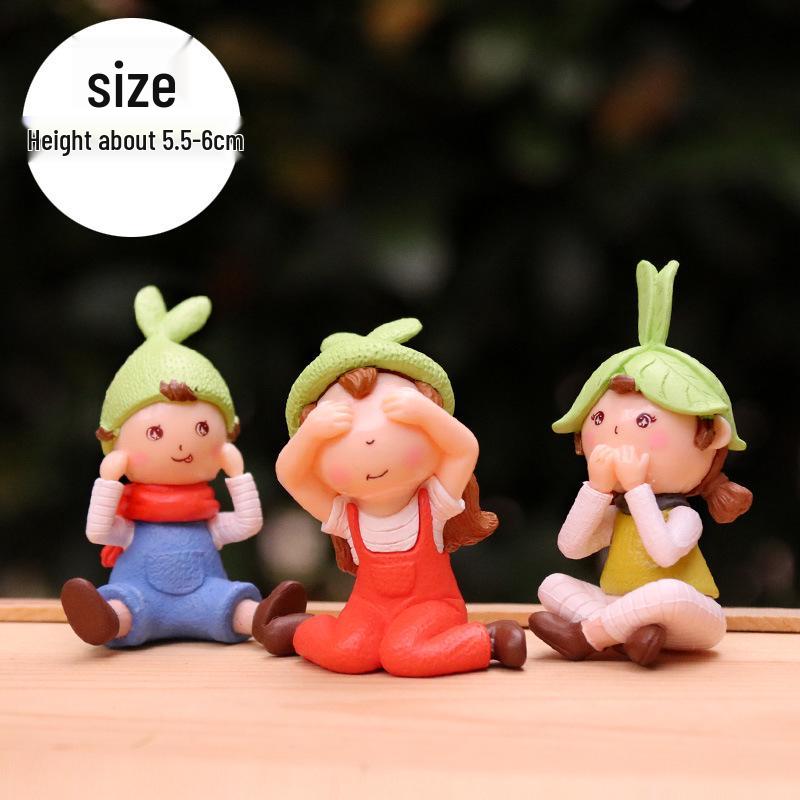 

Очаровательное трио фигурок кукол-младенцев: Не вижу зла, не слышу зла, не говорю зла - Настольное украшение и микроландшафтный орнамент