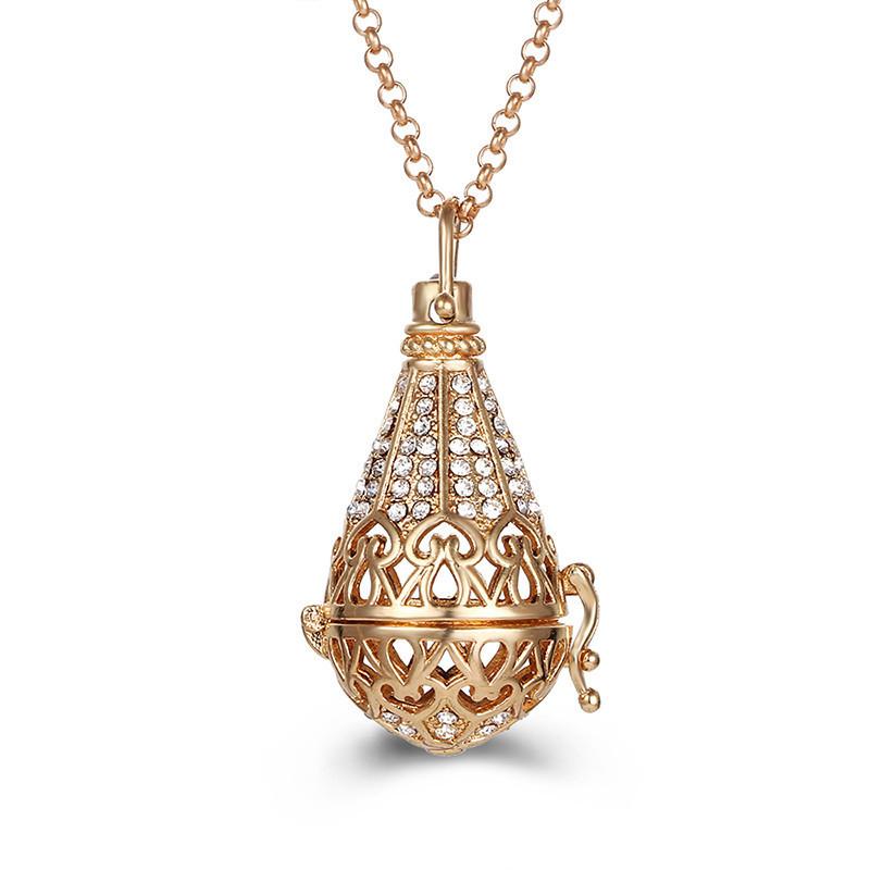 Popular Multi Styles Hollow Vintage Necklace Jewelry Music Ball Pregnancy Bell Necklace Aroma Essential Oil Locket Pendant