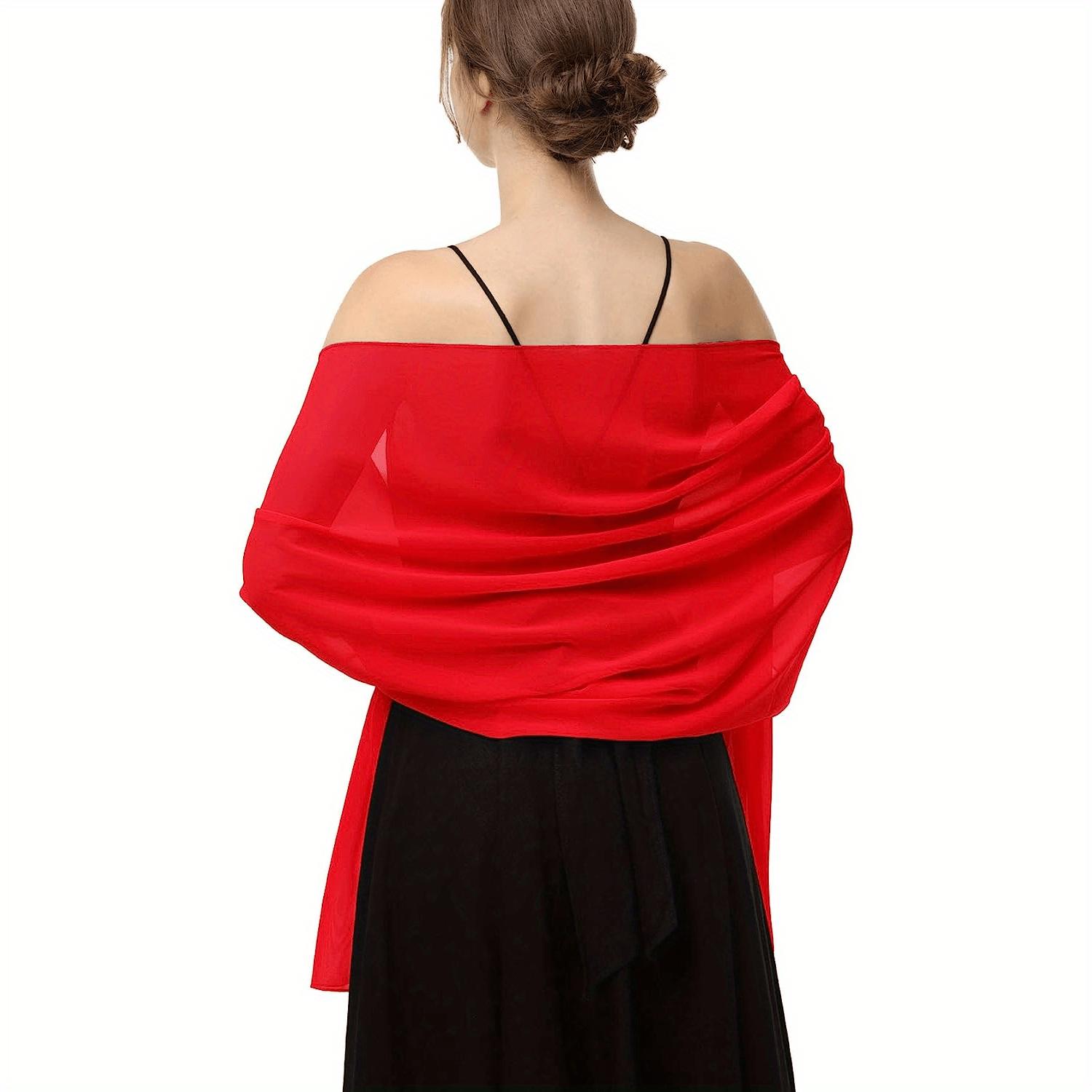 Elegancki szal z szyfonu bąbelkowego Hidżab damski lekki szal i otulacz damski idealny na nieformalne wyjścia i wieczorne wydarzenia one size red