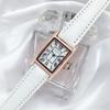 Retro Roman Numerals Quartz Women's Watch with Bamboo Link Leather Strap