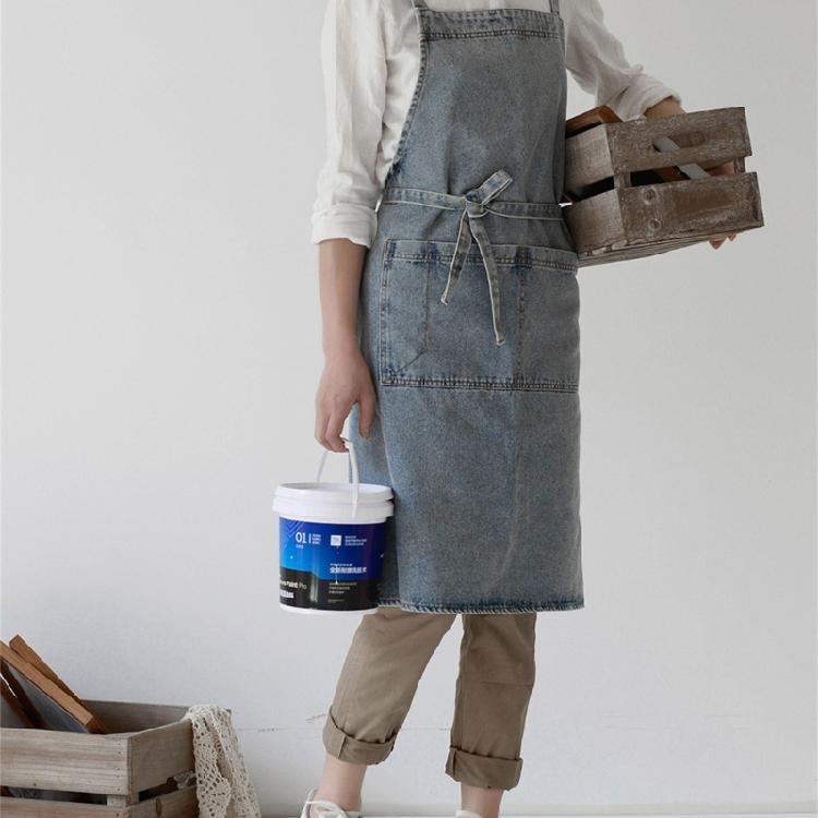 Eleganter Jeans-Schürze mit Taschen für Damen und Herren zum Kochen, Gärtnern, Malen, Kochuniform, Schürze, Unisex