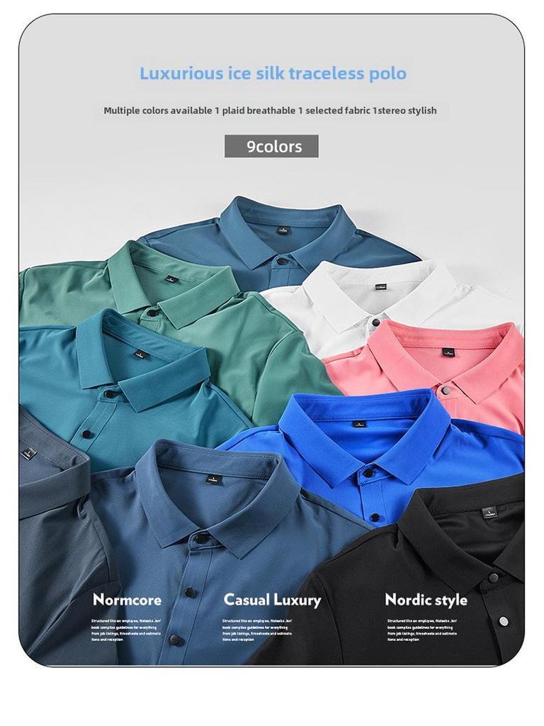 Herren 2024 Ice Silk Seamless Poloshirt - Kurzarm-Business-T-Shirt
