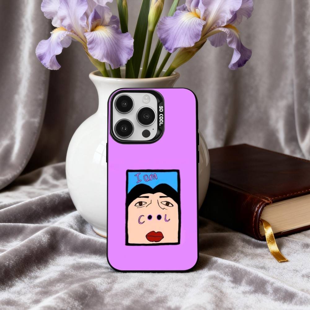 Funny I Am C-Cool Pattern Phone Case For iPhone17,16,15,14,13,12,11 Plus,Pro Max Black Candy silver phone case